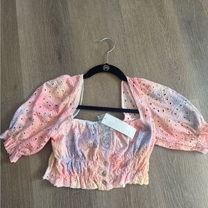 Urban Outfitters Multicolor Eyelet Crop Top